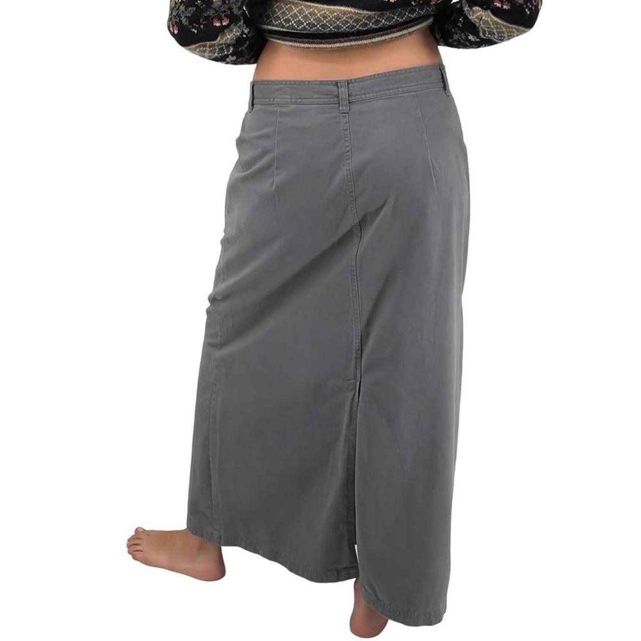 Vintage Y2K utility maxi skirt in solid gray. SUPER... - Depop