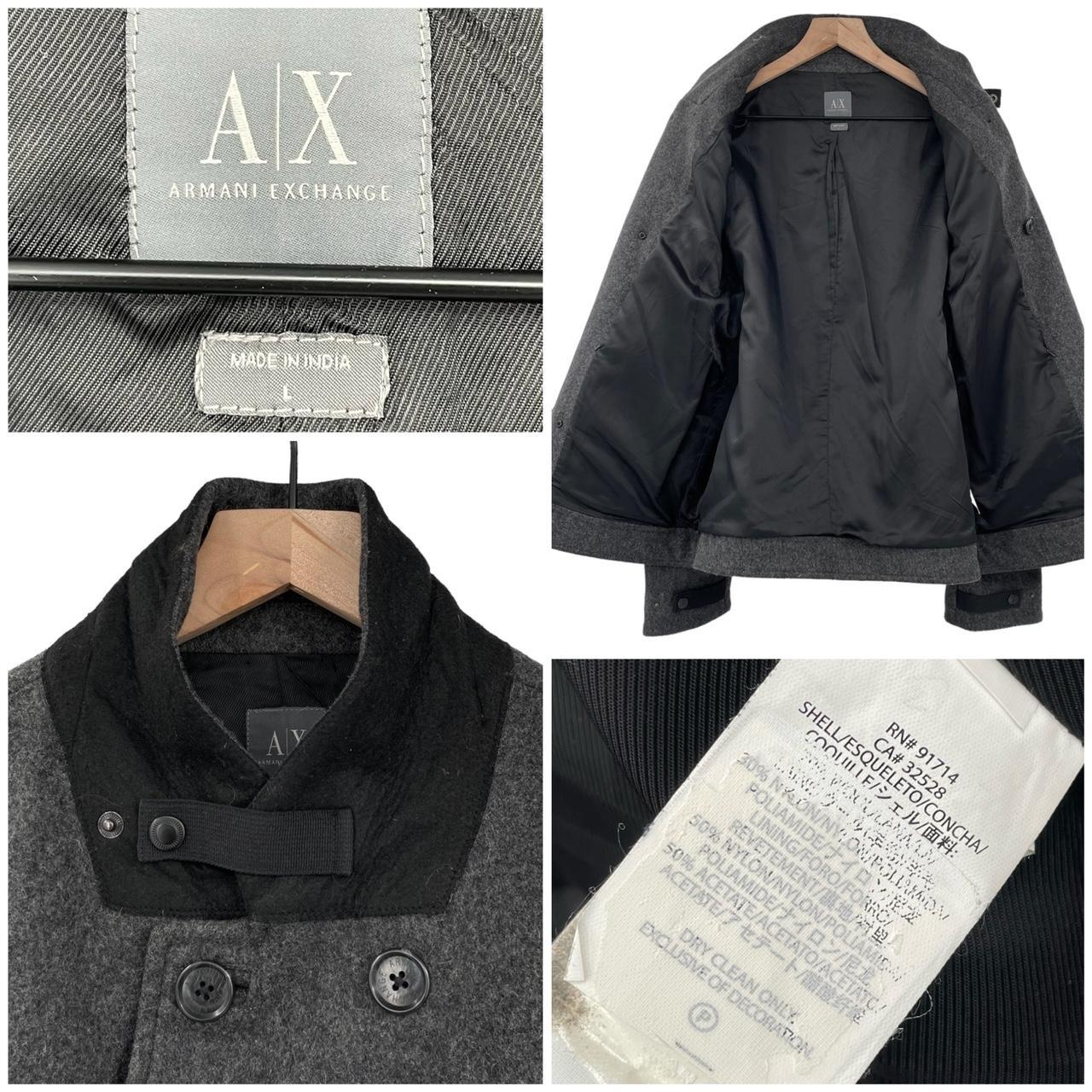 Armani Exchange Men's Grey and Black Coat | Depop