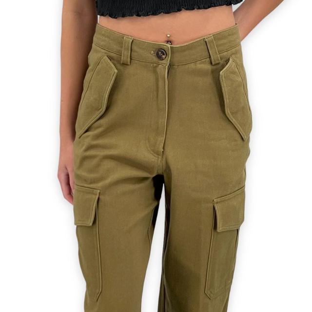 H&M Twill Cargo trousers in Khaki. Size UK14, new - Depop