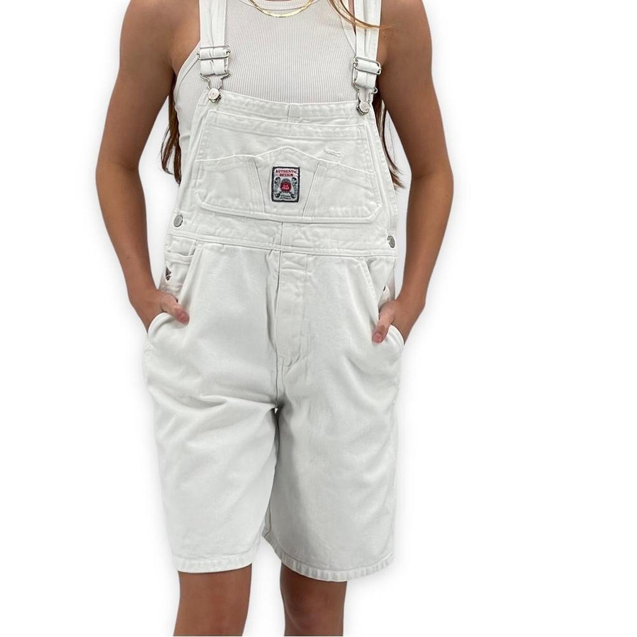 Vintage Y2K GAP shortalls. White denim overall... Depop