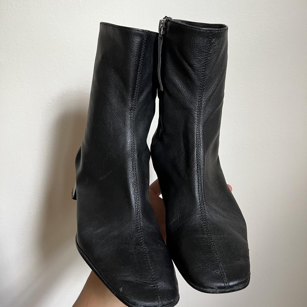 Faux Leather Black Zara Ankle Booties #blackbooties... - Depop