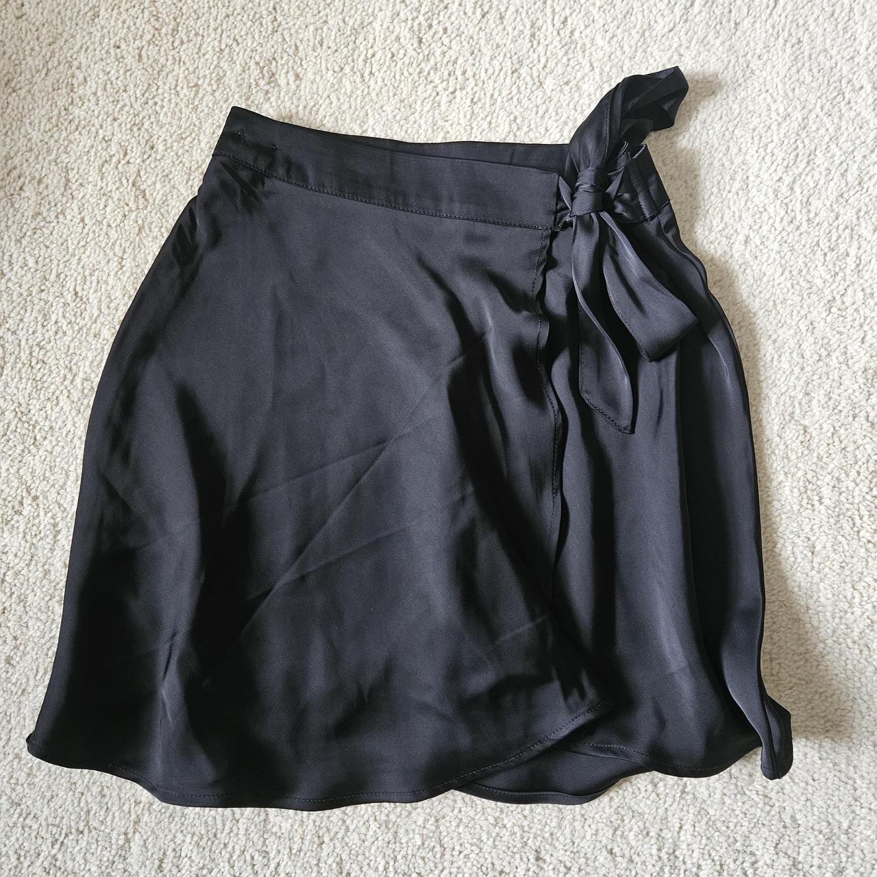 cotton on black satin wrap skirt never worn size. Depop