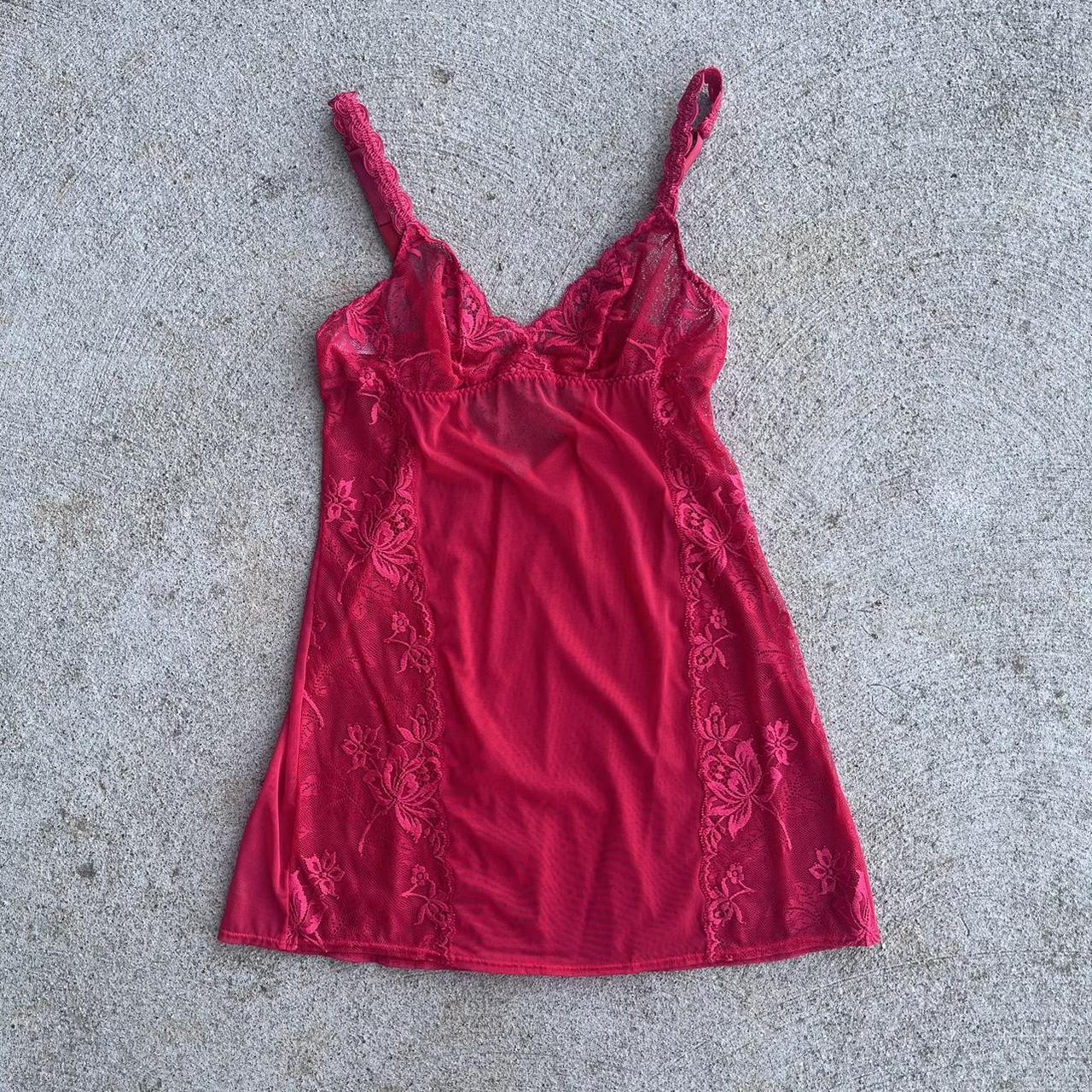 victorias secret sheer red lace lingerie babydoll... - Depop