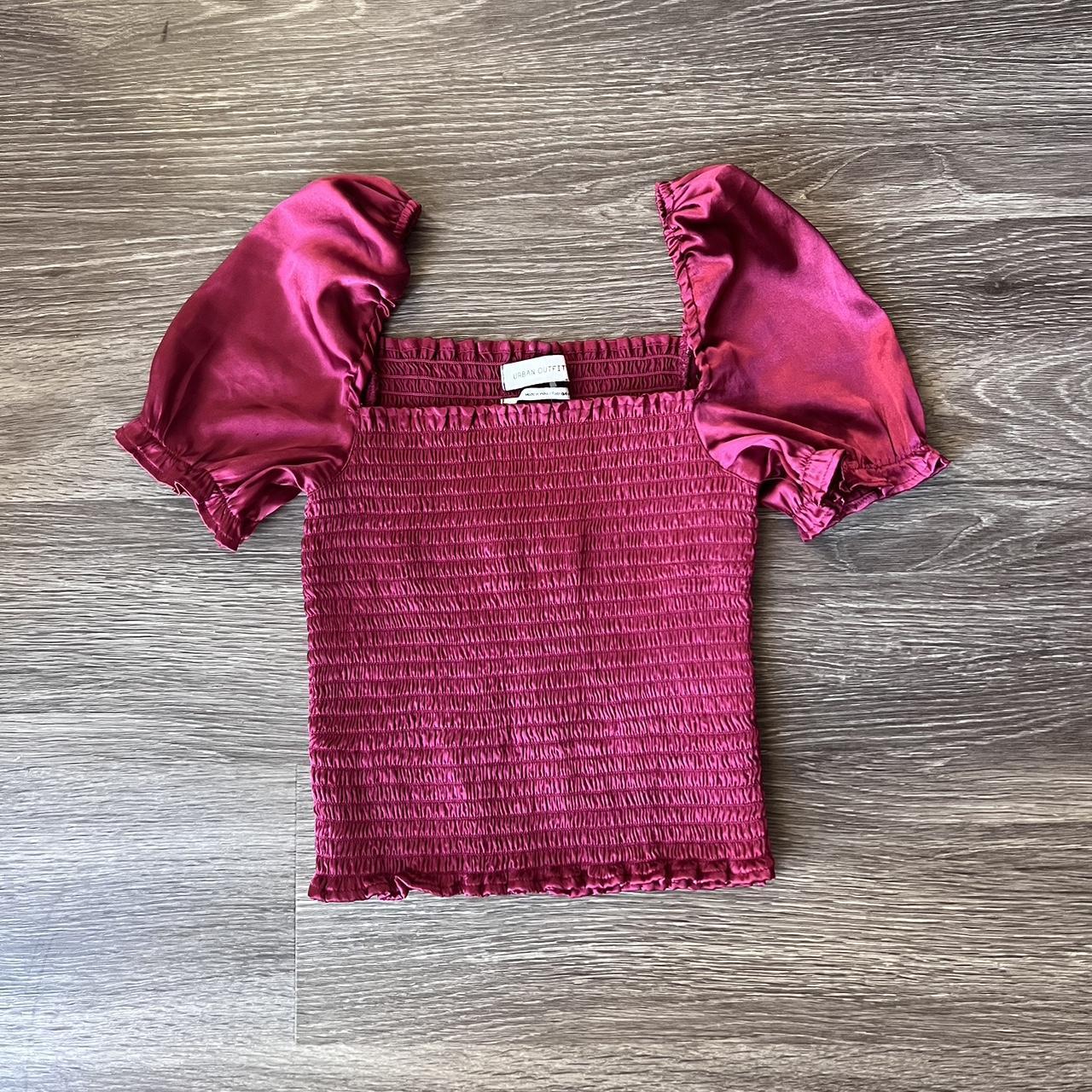 Urban Outfitters Women's Pink and Burgundy Crop-top | Depop