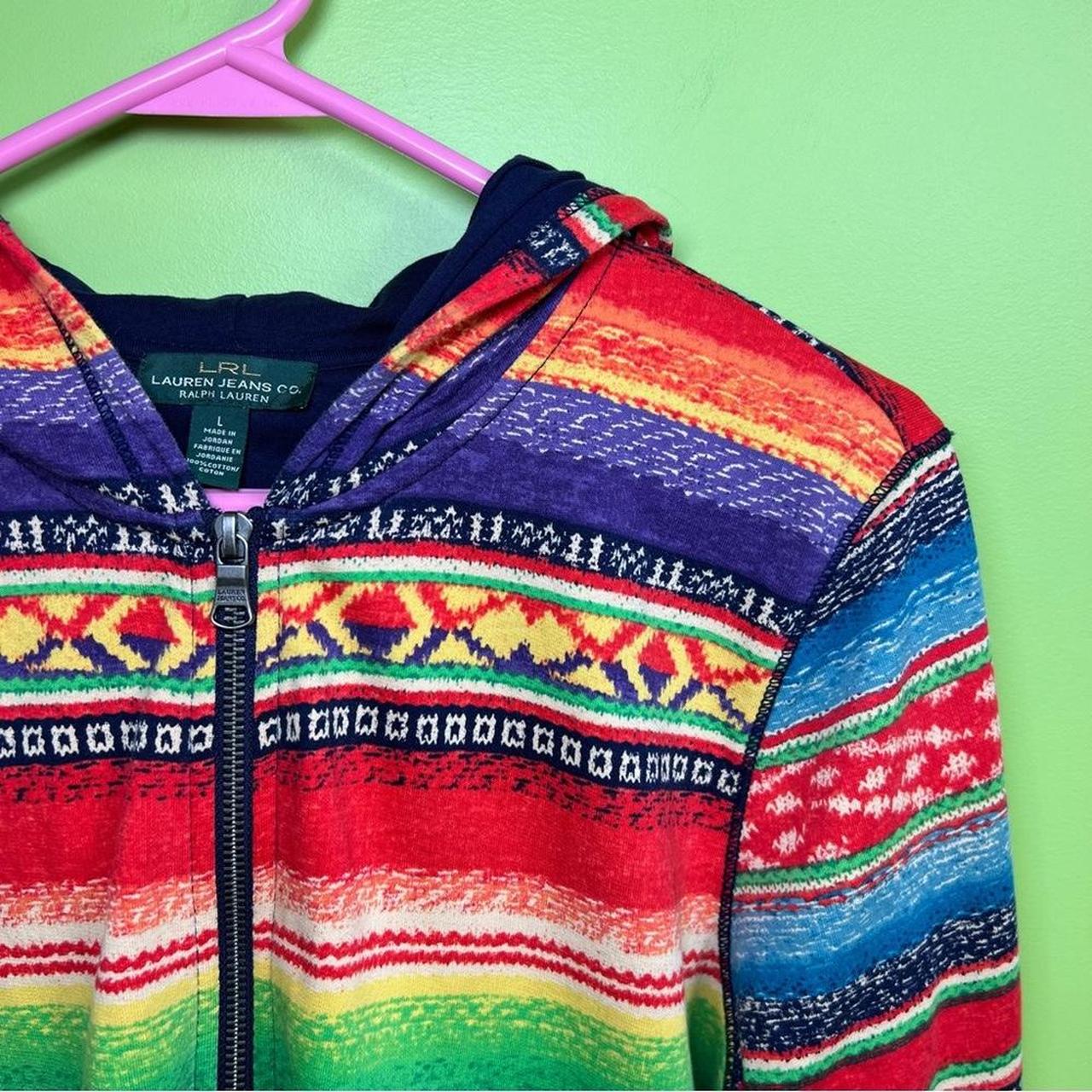 Ralph Lauren multicolored zip hooded top size L