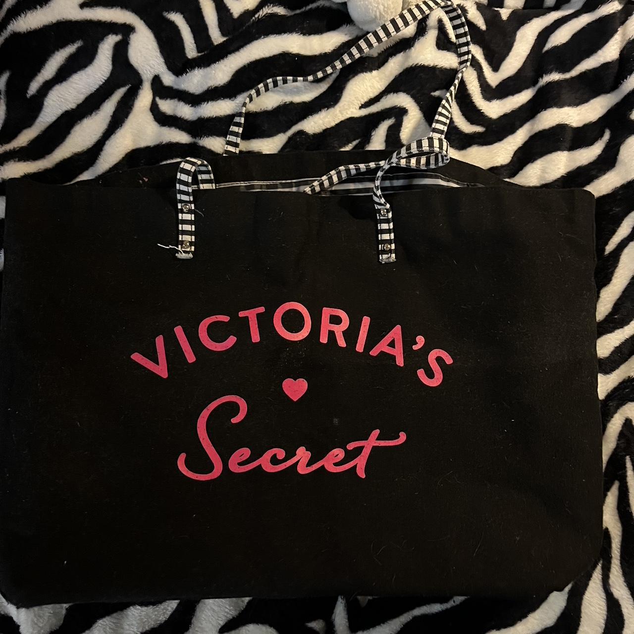 Victoria's Secret Women's Pink and Black Bag | Depop