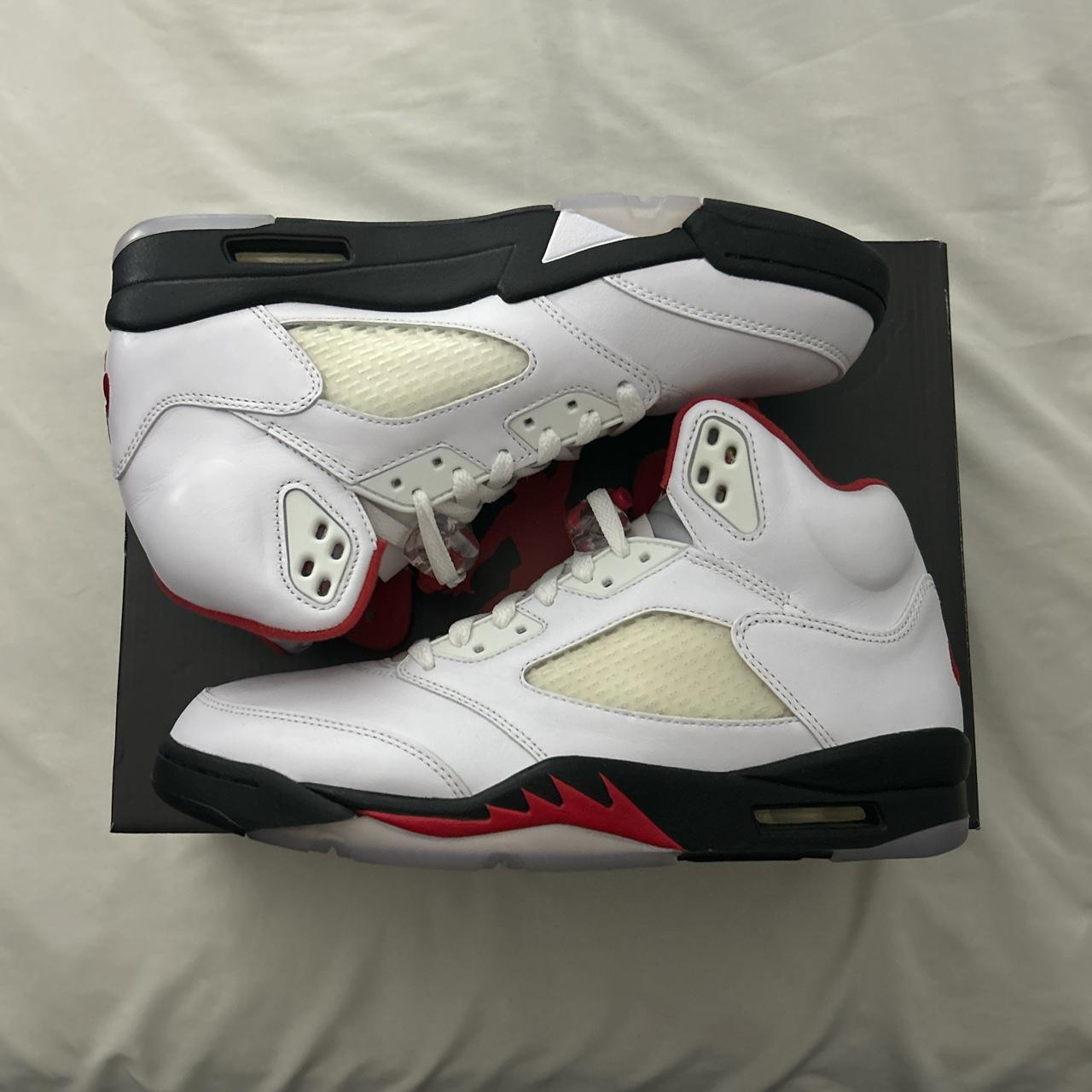 NIKE AIR JORDAN 5 RETRO FIRE RED (2020) SIZE 9.5... - Depop