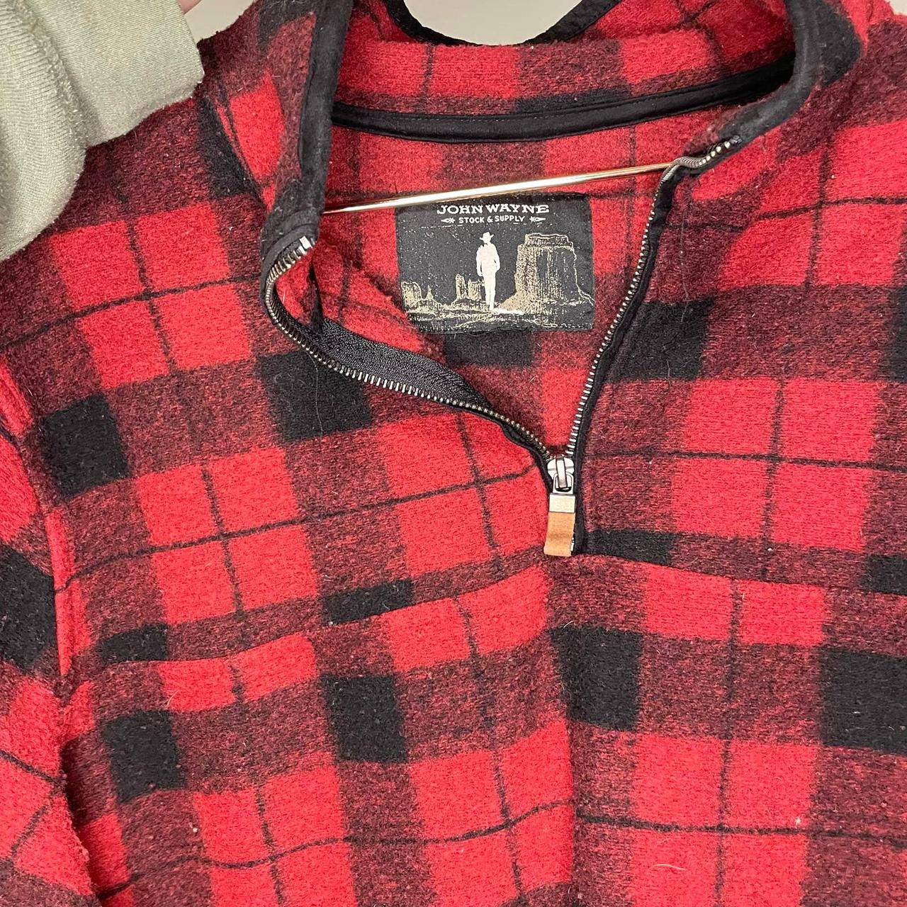 John wayne wooly clearance plaid fleece pullover