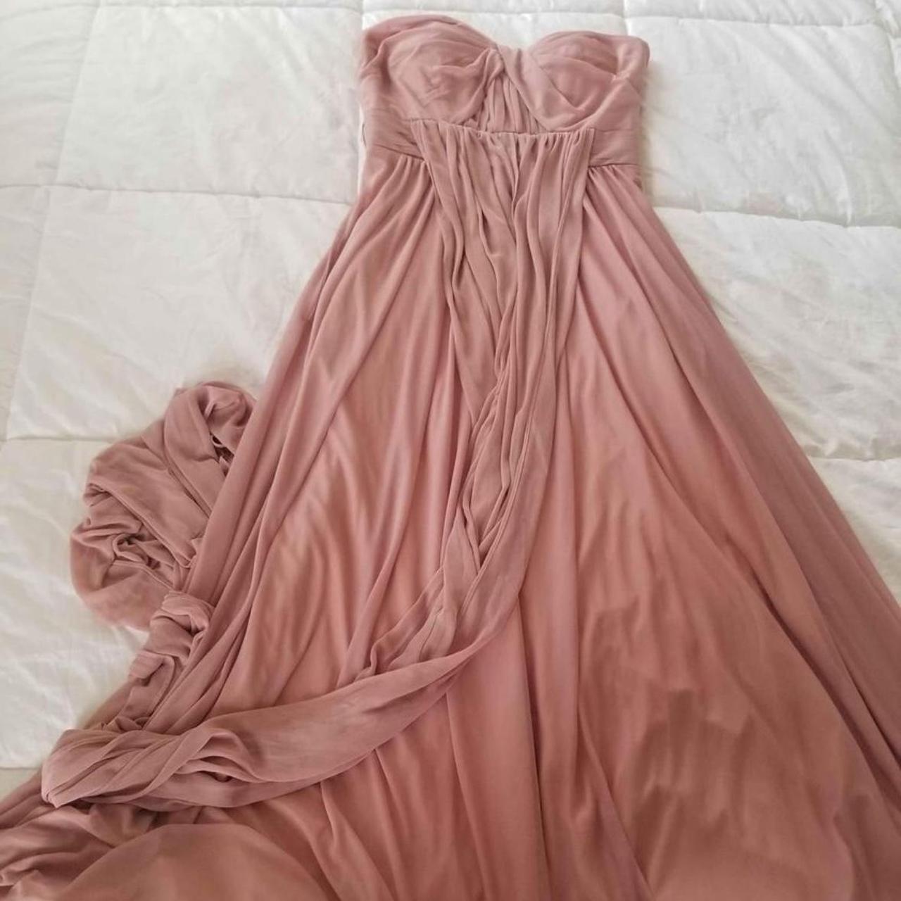 Pink strapless dress with a sweetheart neckline and. Depop