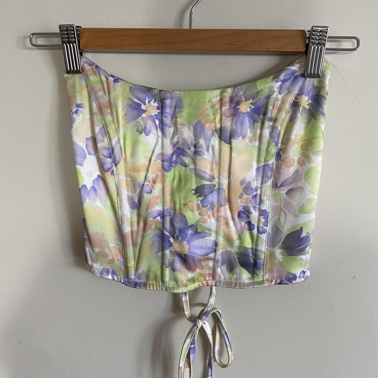 GLASSONS floral tieup corset top womens size aus... Depop