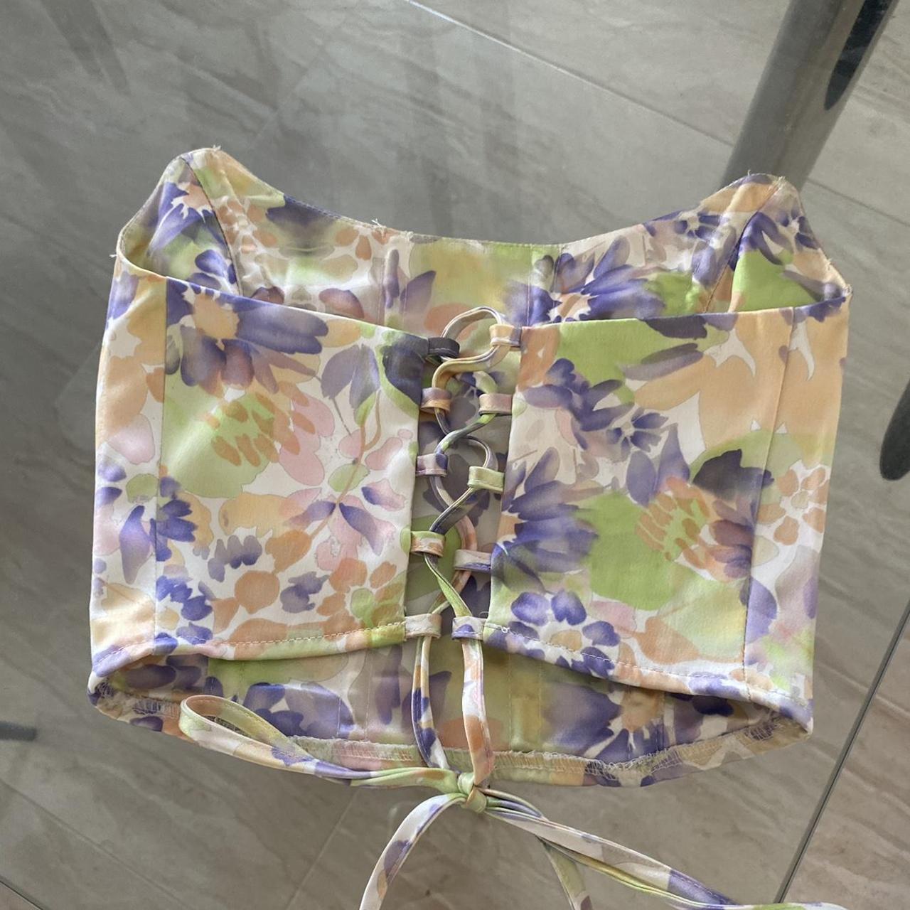 GLASSONS floral tieup corset top womens size aus... Depop