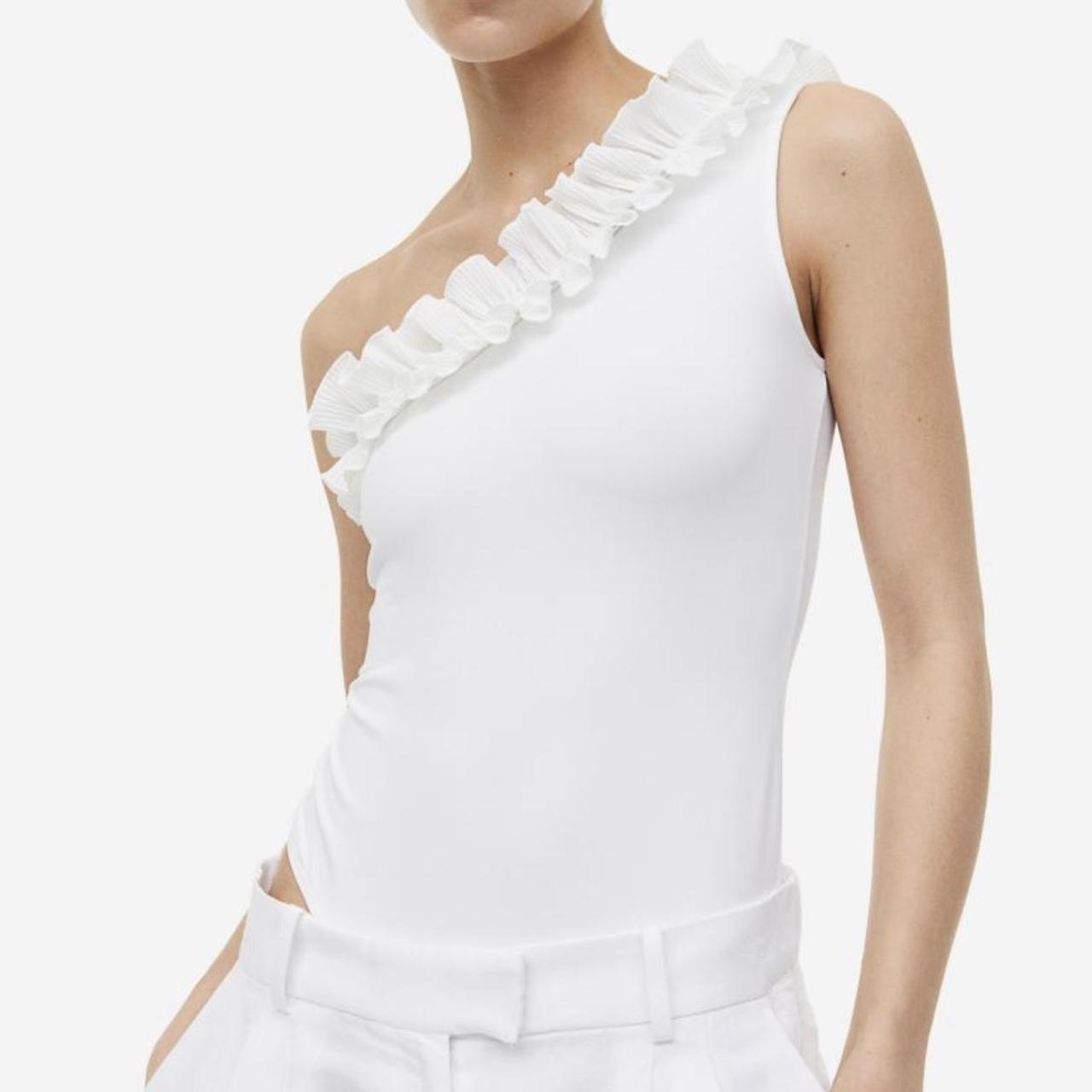 White one shoulder bodysuit never been worn still... Depop