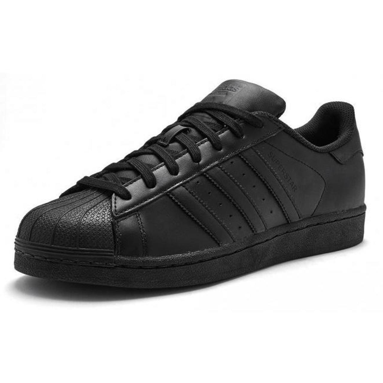 Adidas superstar originals all black worn once size... - Depop