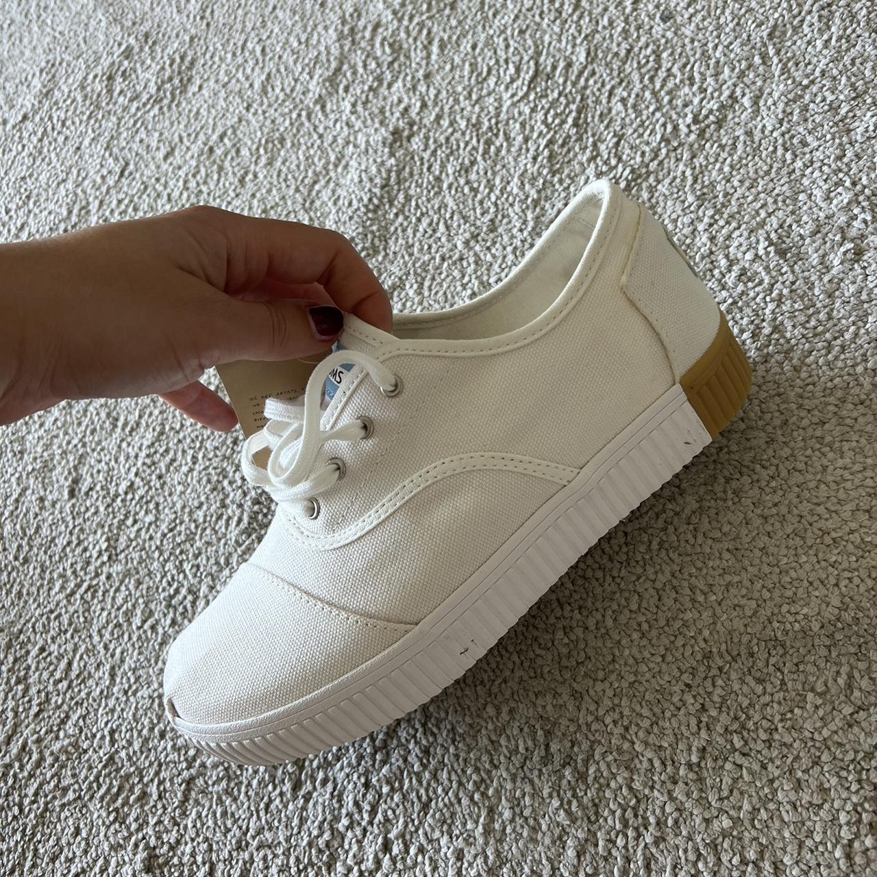 White TOMS trainers - brand new never worn, comes... - Depop