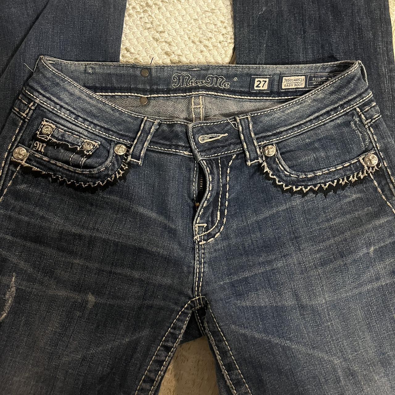 miss me dark wash bootcut jeans; size 27 - Depop