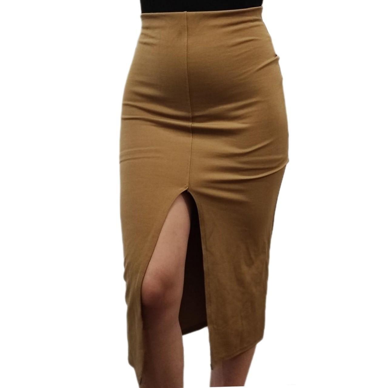 PrettyLittleThing Women's Tan Skirt | Depop