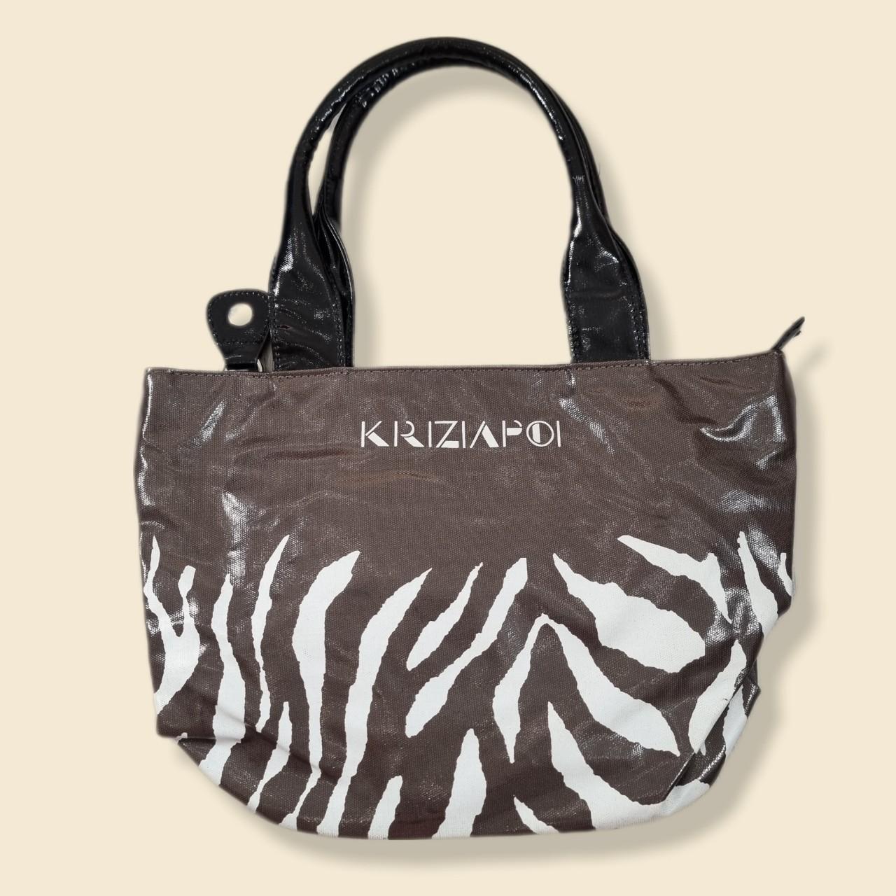 Krizia Poi Italy Handbag Zebra Print Medium Black & | Depop