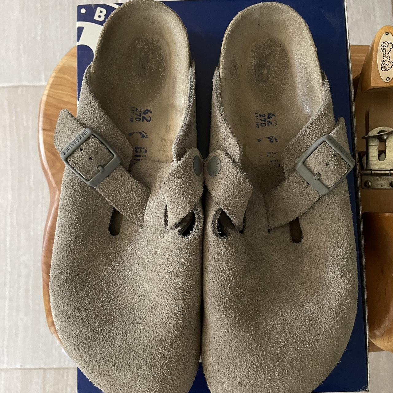 Grey Suede Birkenstock Boston size 42 Soft foot Bed - Depop