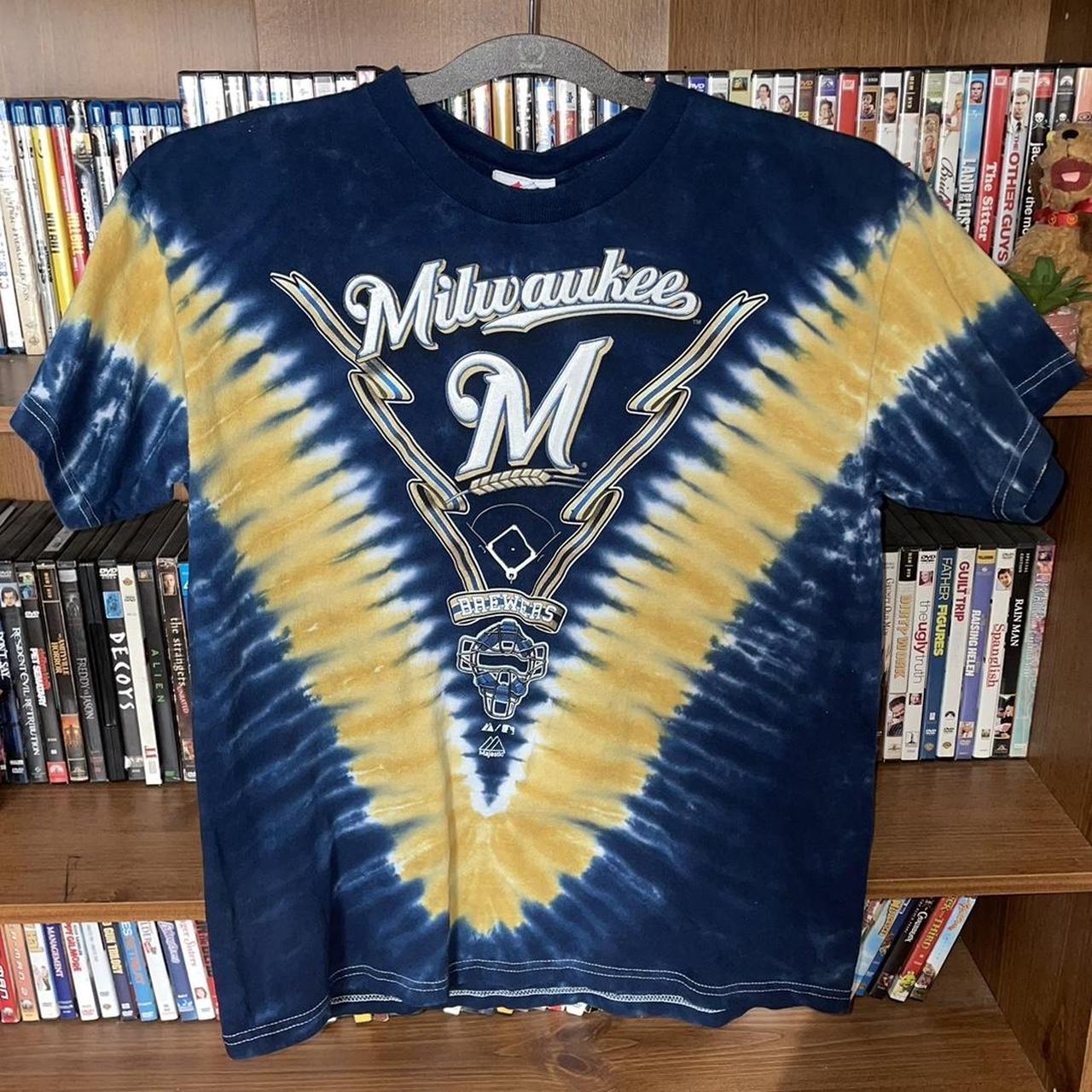 CustomCat Milwaukee Brewers Retro MLB Tie Dye T-Shirt SpiderRoyal / S