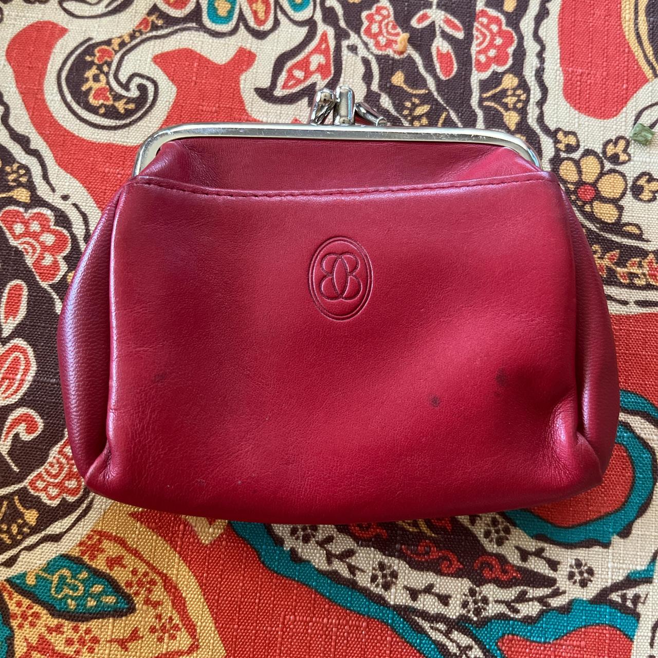 Red Leather Buxton Ladies Coin Purse with 2 pockets. Depop