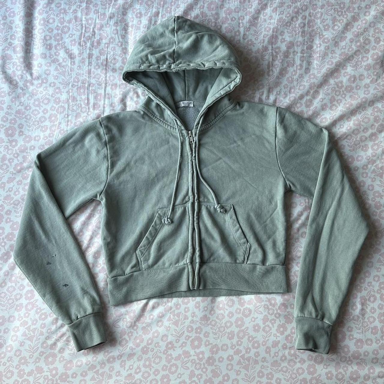 Brandy Melville Cropped Crystal Hoodie Sage green