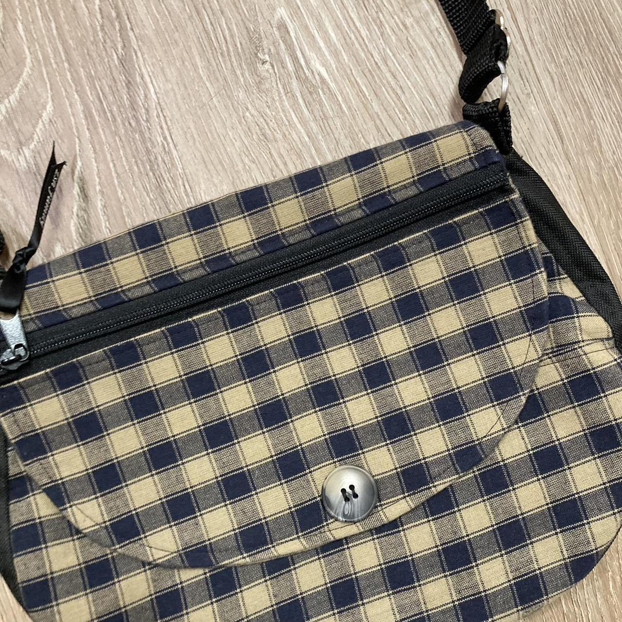 Plaid Cross Body -10/10 condition -beige and blue... - Depop