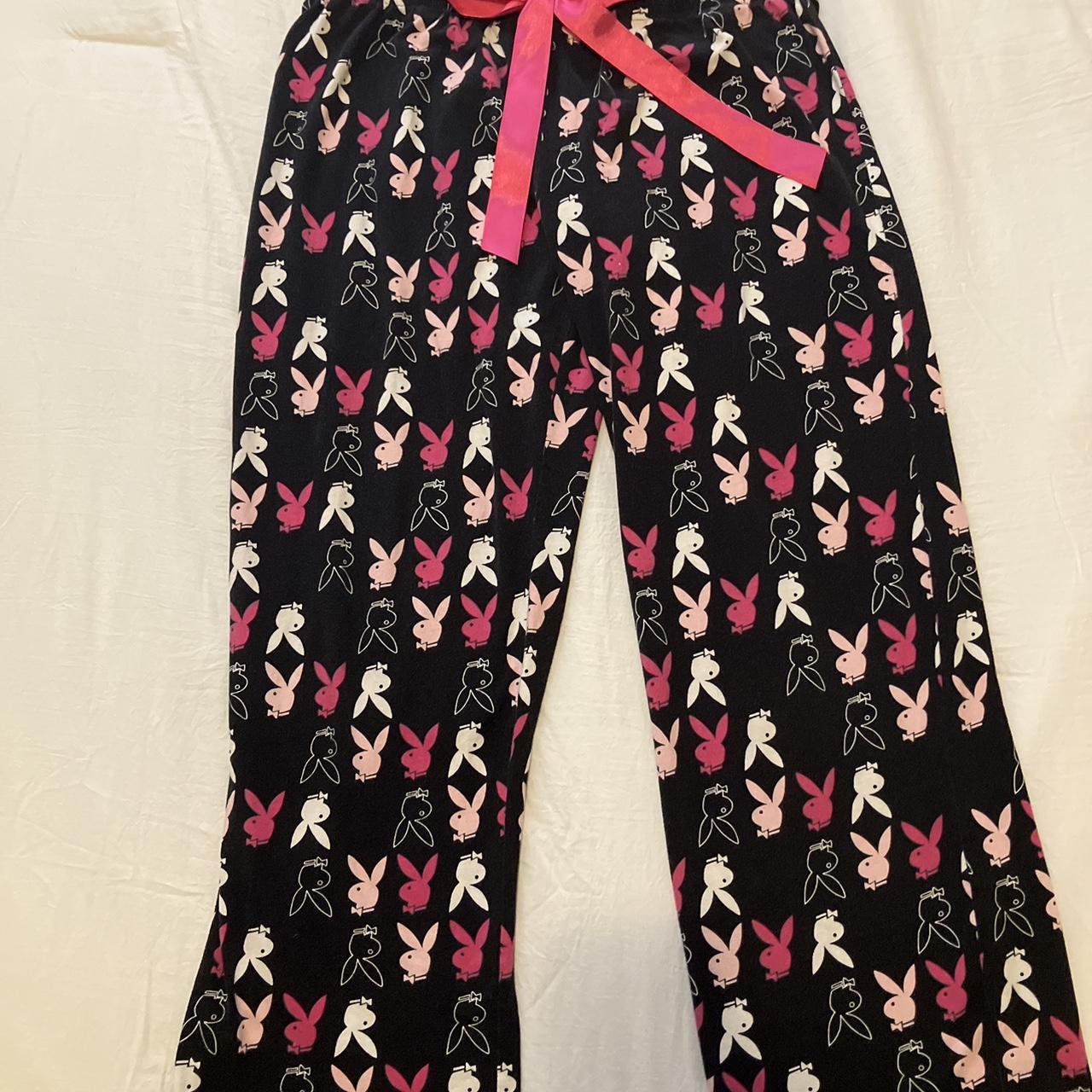 Playboy Women's Pink and Black Pajamas Depop