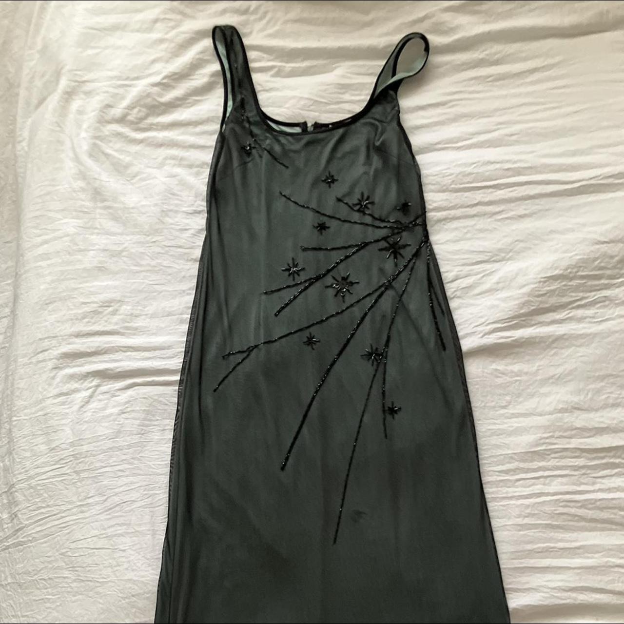 Adrianna Papell Women's Black and Blue Dress | Depop