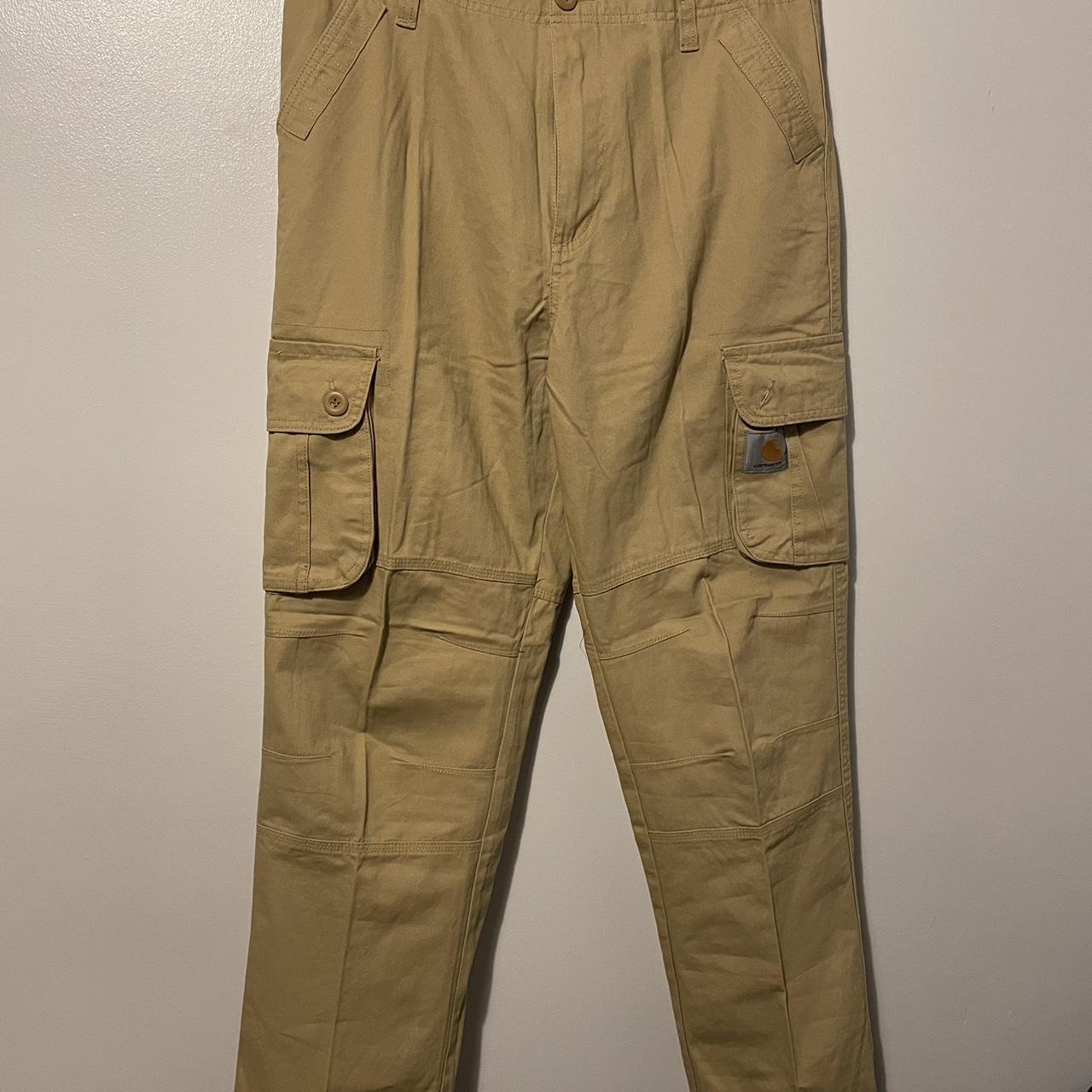 Carharrt beige cargo pants mint condition send... - Depop