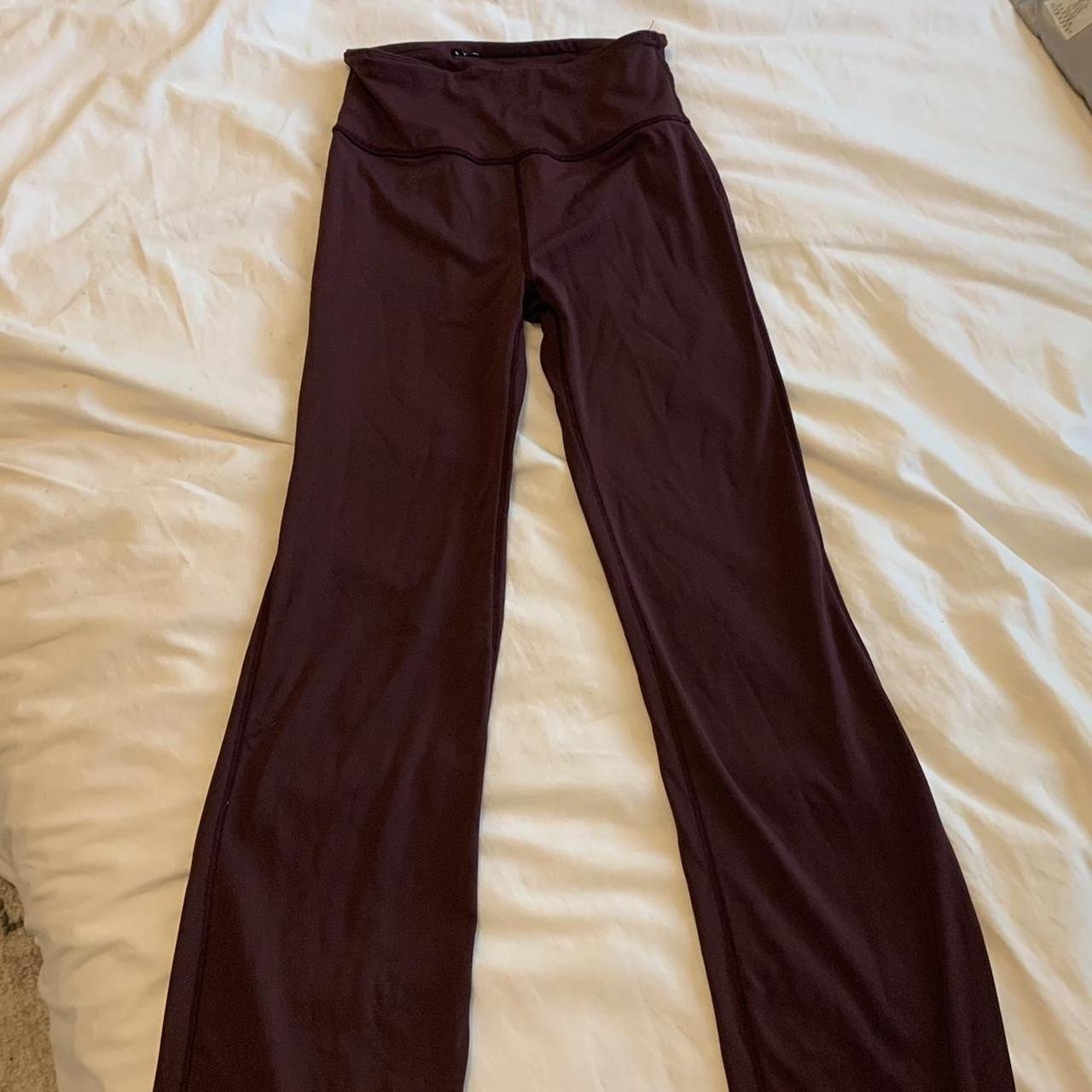 Burgundy Flare leggings or workout pants. No brand... - Depop