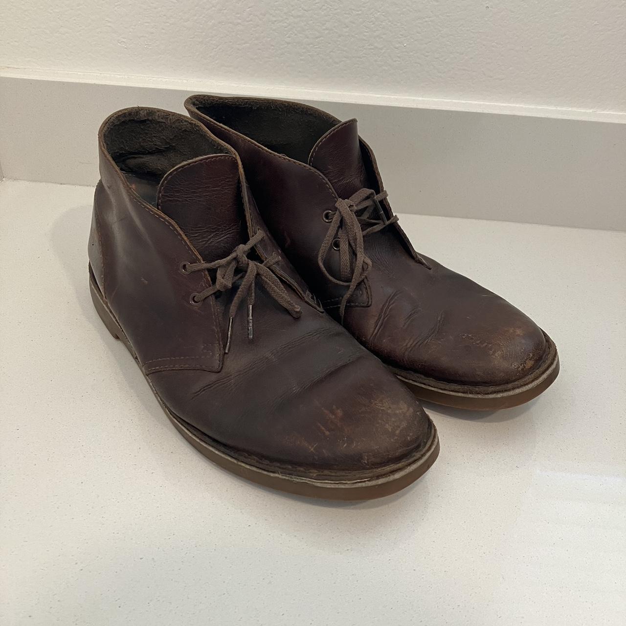 Men’s Dark Brown Leather Clark Boots Size 10M - Depop