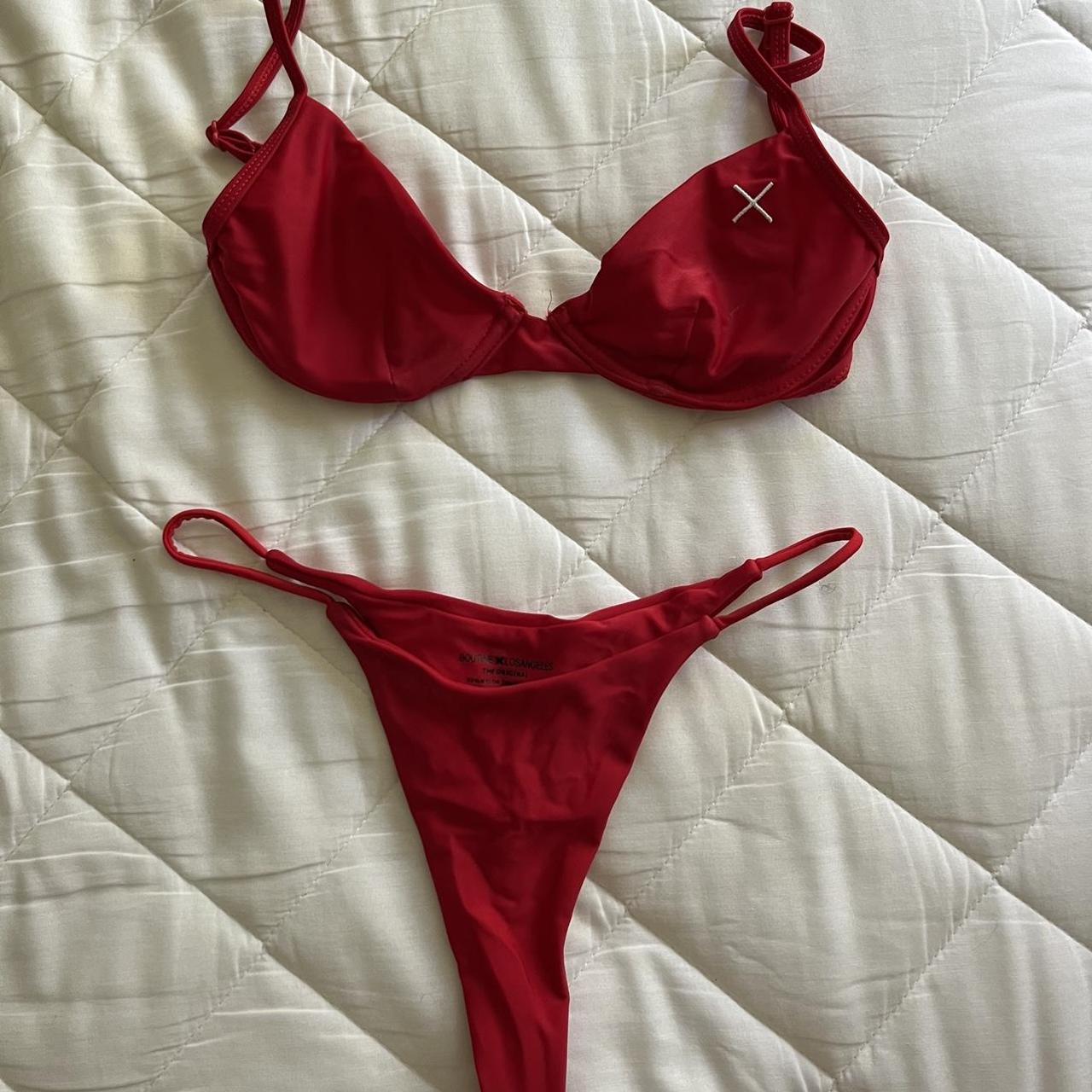 Frankies Bikinis Women's Red Swimsuit-one-piece | Depop