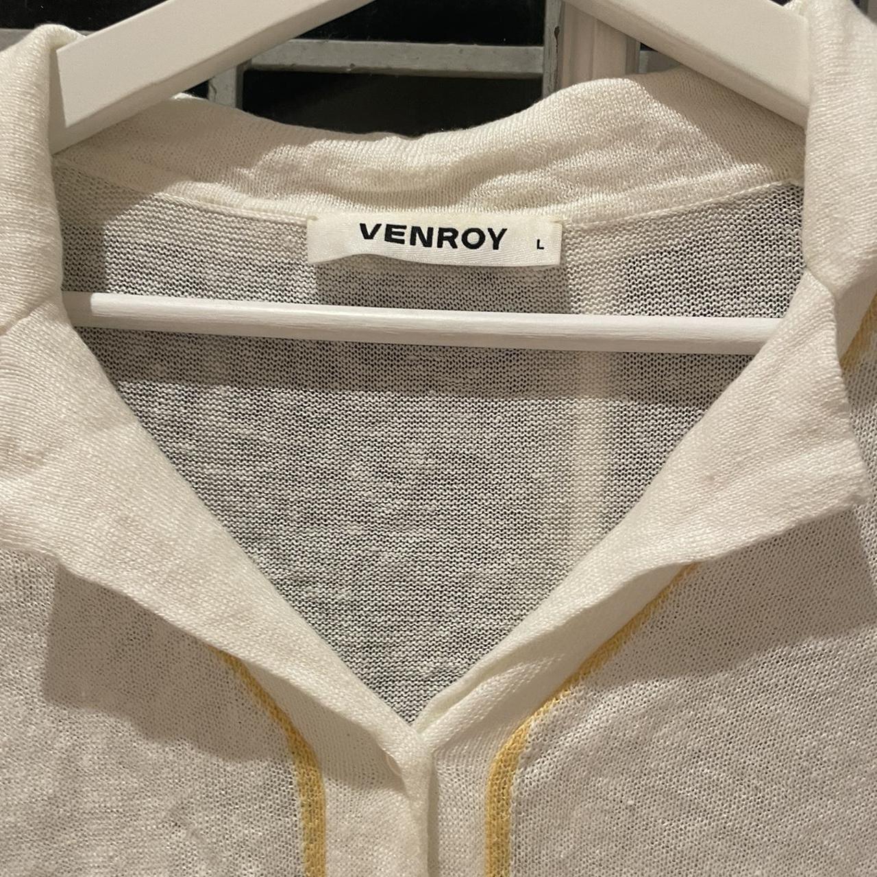 Venroy Linen Shirt Super Light And Yellow Trim Size - Depop