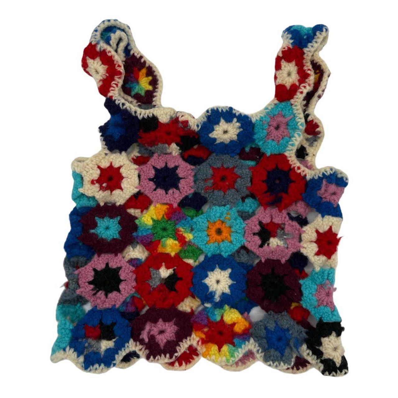 VINTAGE 1970s handmade granny squares multicolored... - Depop