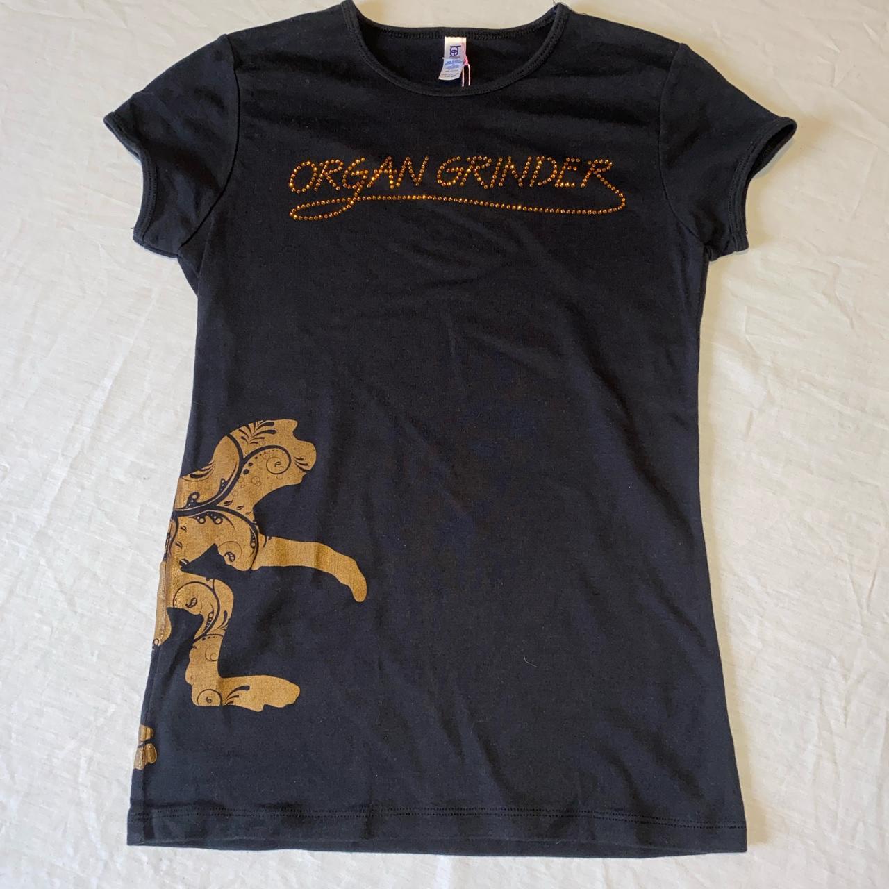 Organ Grinders band Tee in orange rhinestones &... Depop