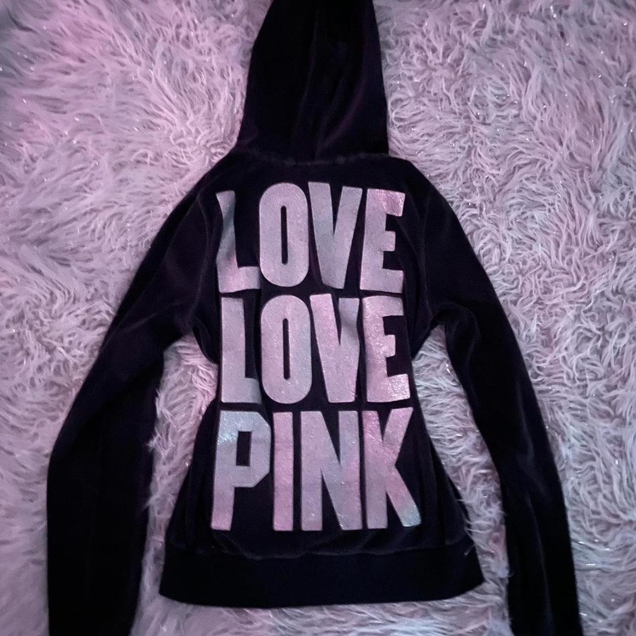 vintage pink victoria secret dark grey velour zip