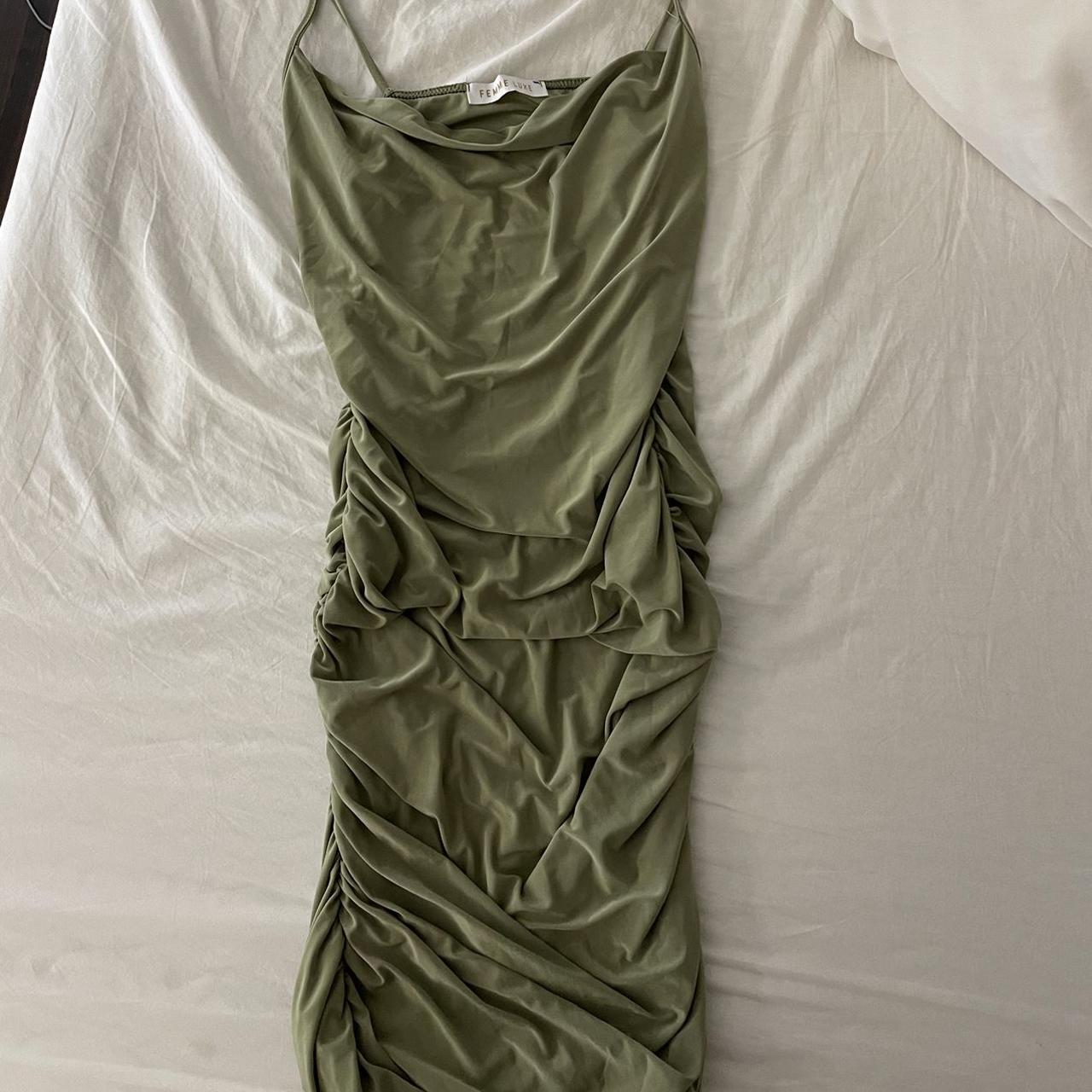 Femme Luxe Women's Green and Khaki Dress