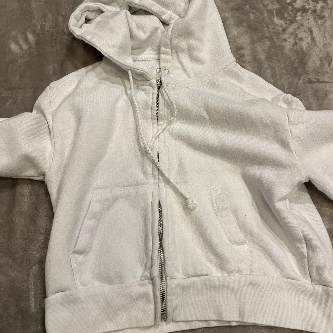 brandy melville white cropped zip up small stain as Depop