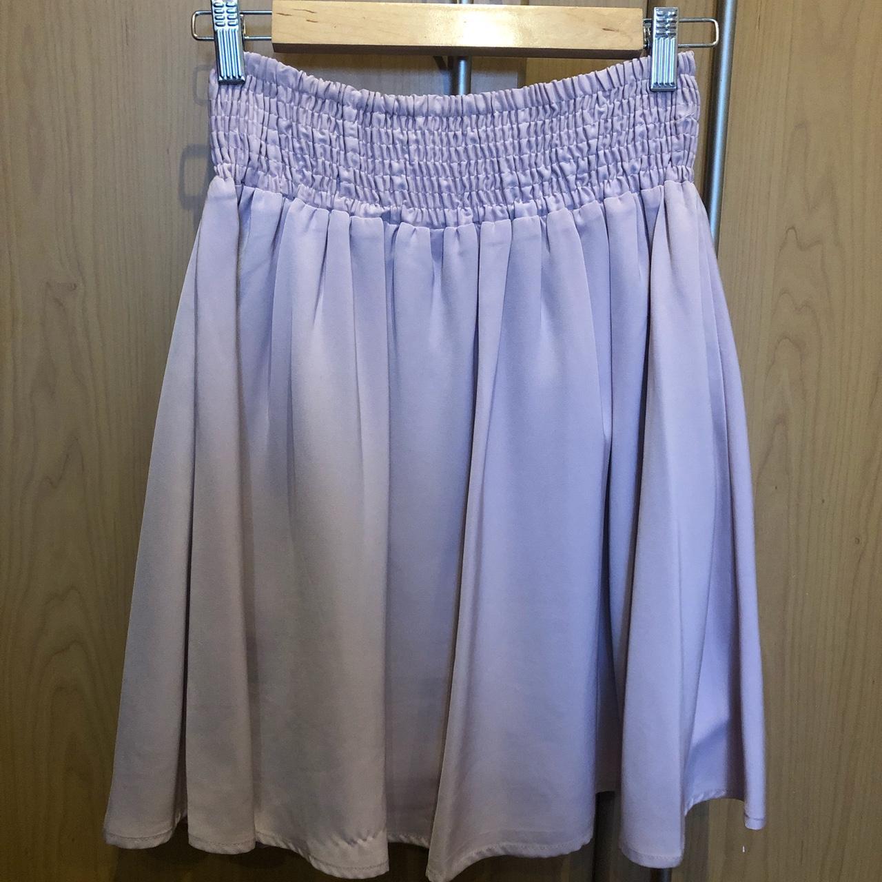 Pastel pink chiffon skirt with black lace up ribbon... - Depop