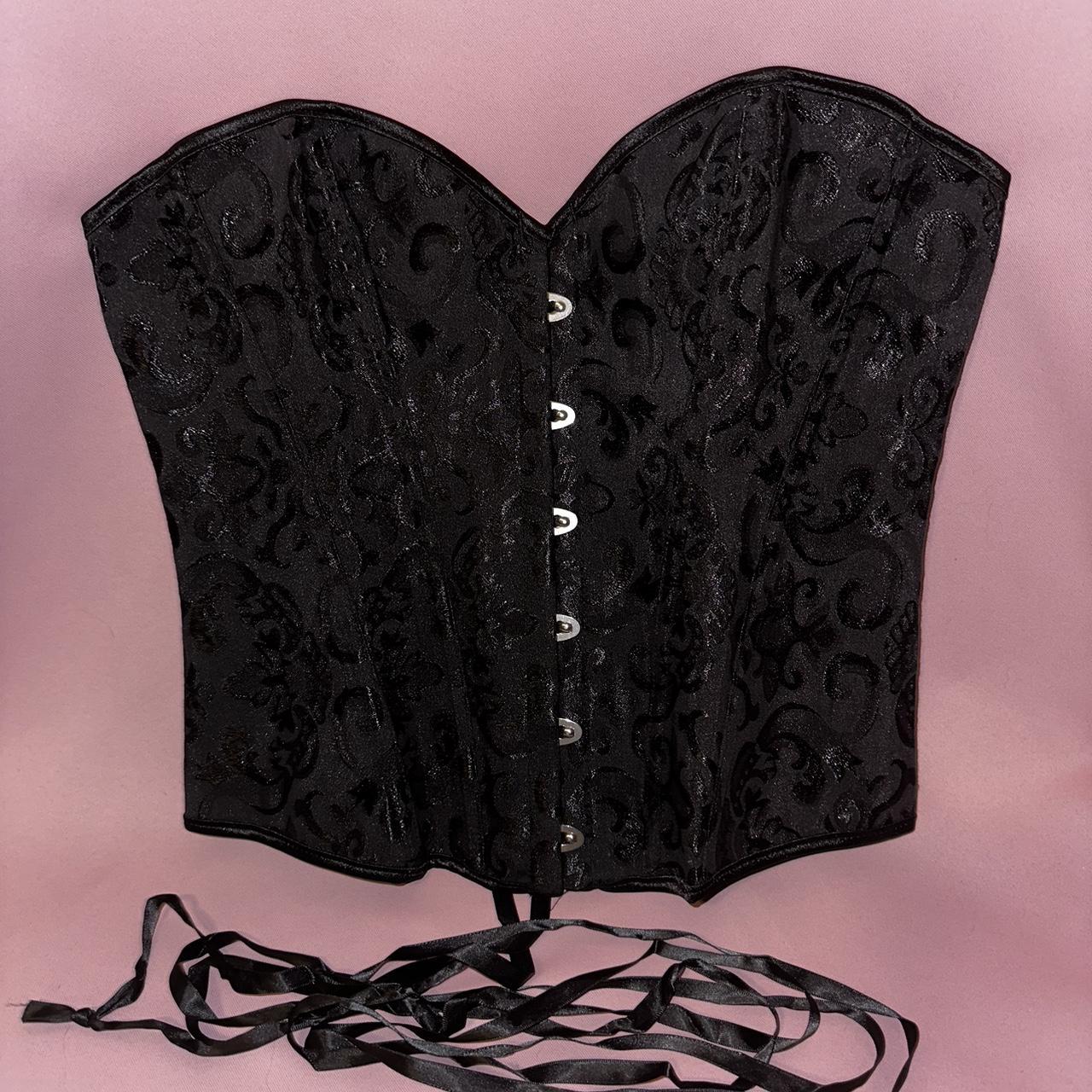 Black Corset 🕷️🕸️🖤 Black Corset with shiny designs.... - Depop