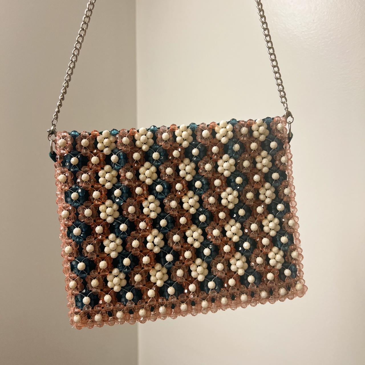 Metallic beaded deals shoulder bag