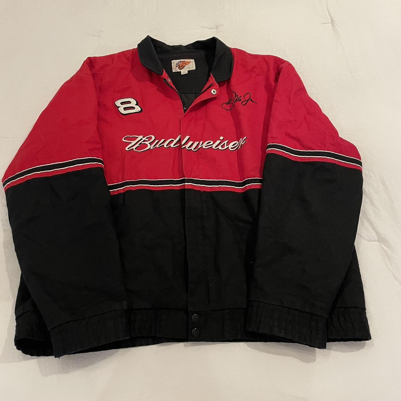 Budweiser Women's Red and Black Jacket | Depop