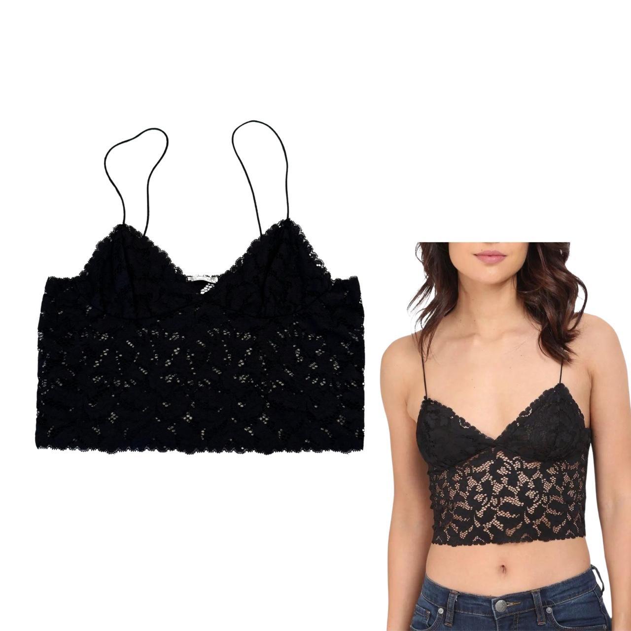 Black lace bustier style tank top from free people. Depop