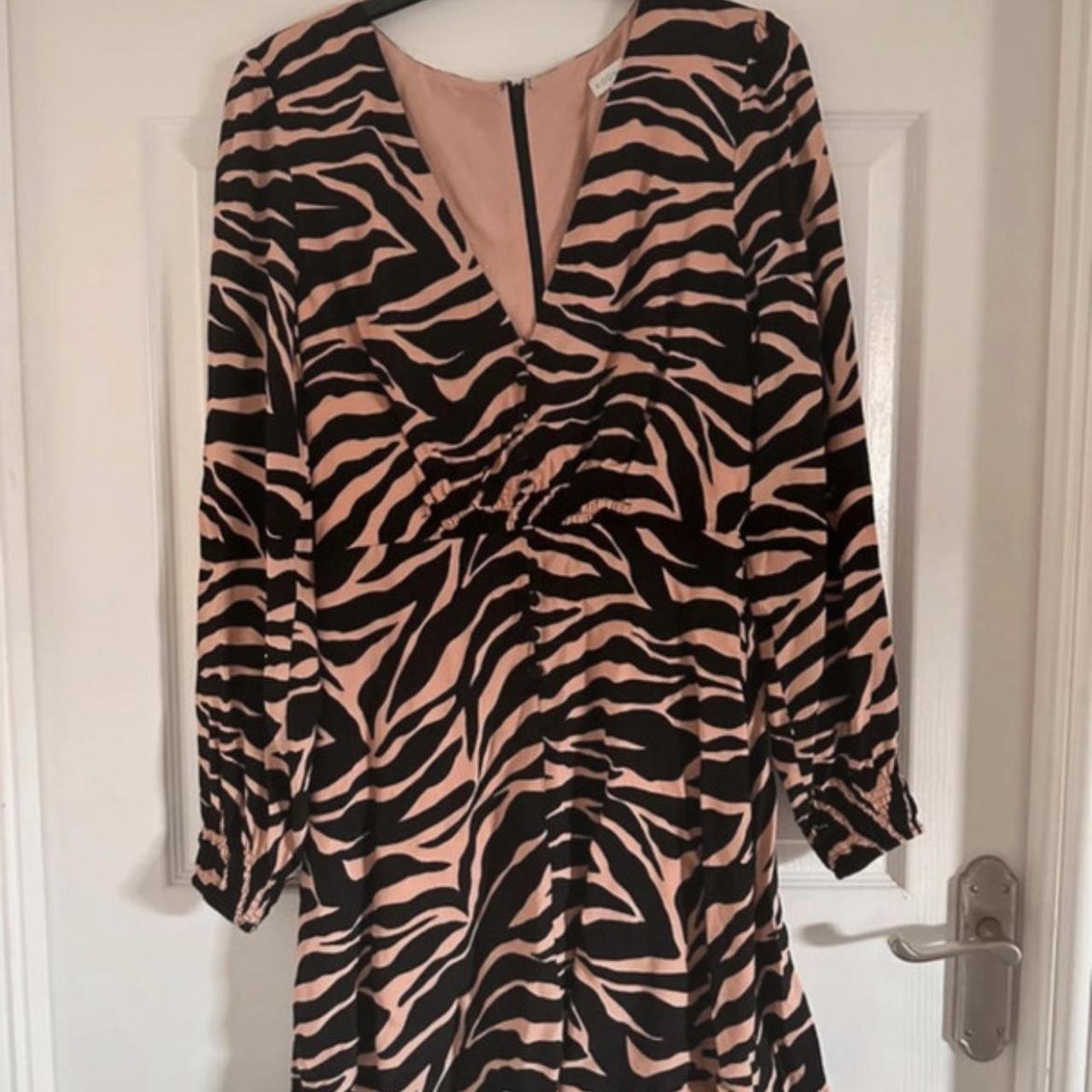 Kookai zebra print mini dress Size 38 Hardly worn!!... - Depop