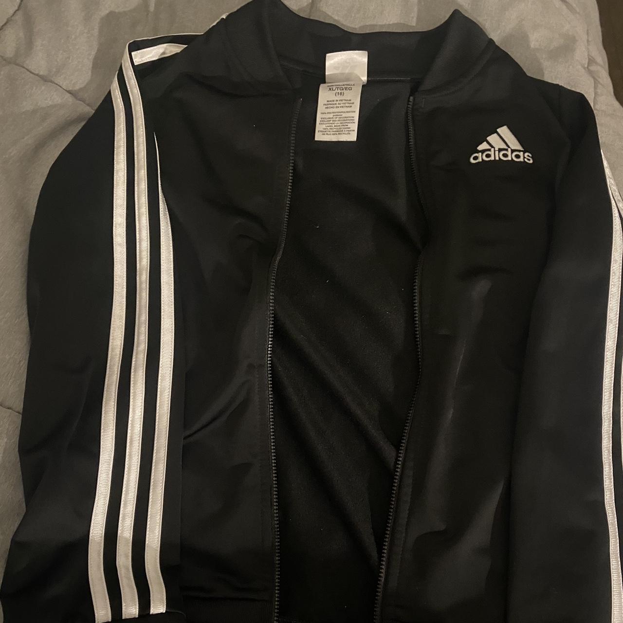 Adidas zip-up jacket🩶. Extra Large in kids , fits... - Depop