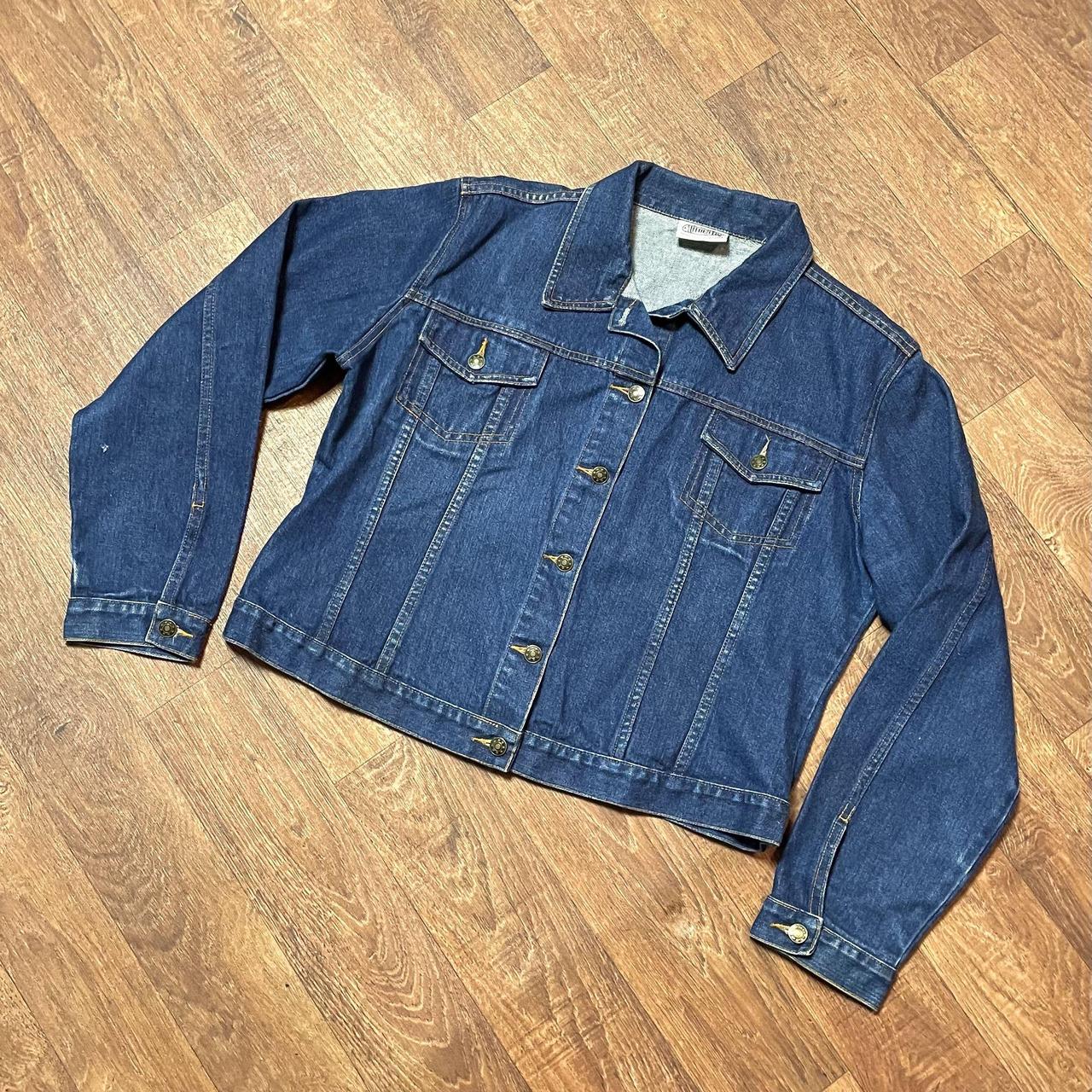 Vintage Jacket | 1990s Vintage Darkwash Denim Jacket... - Depop