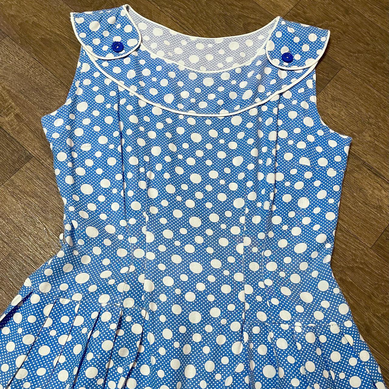 Vintage Dress | Original 1950s Vintage Blue Spotty... - Depop