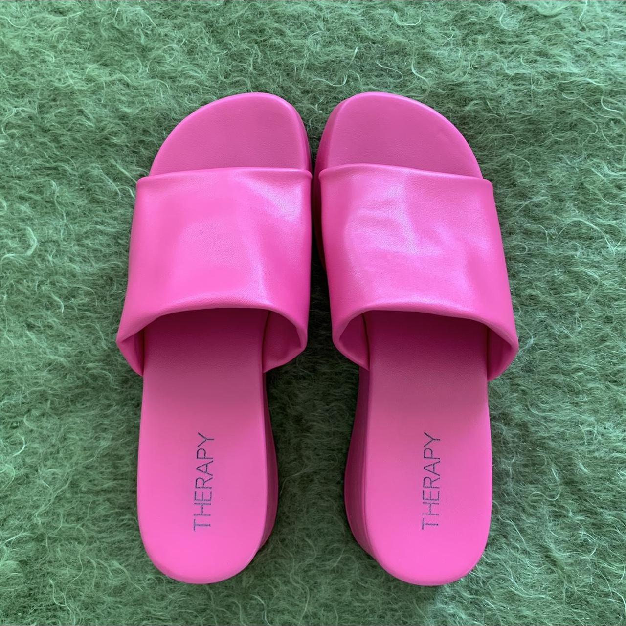 Cindy pink sandals Therapy bright pink platform Depop