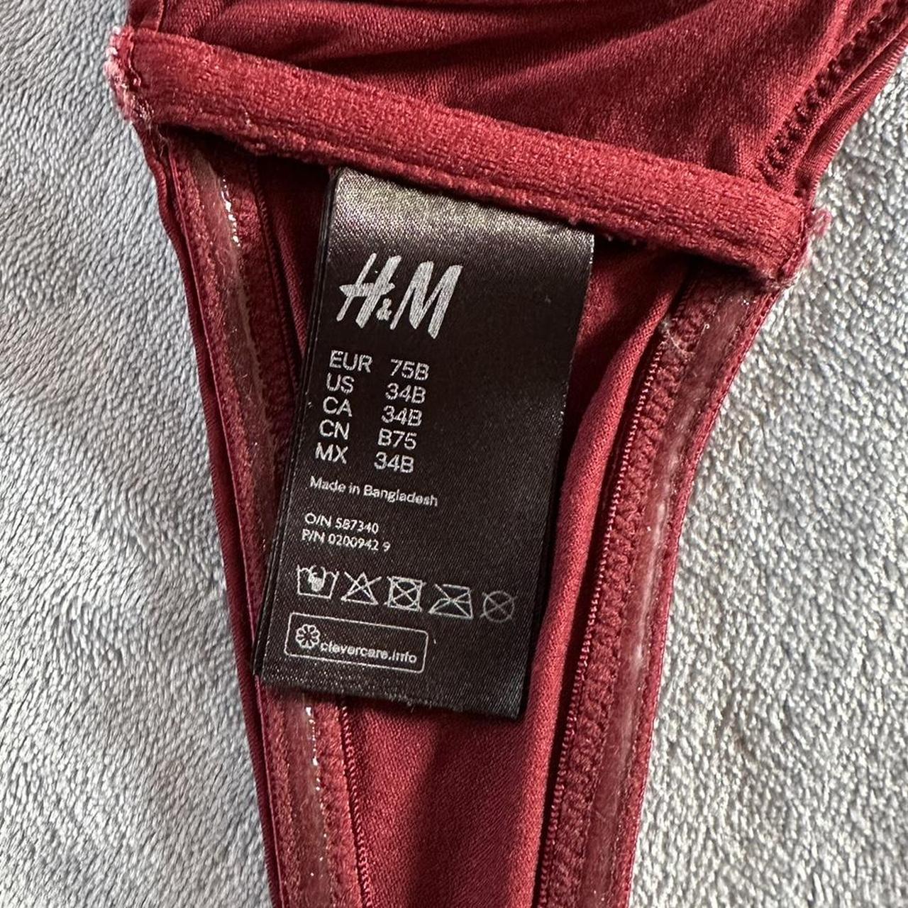H&M Bikini Top Burgundy 34B True to size. Well... Depop