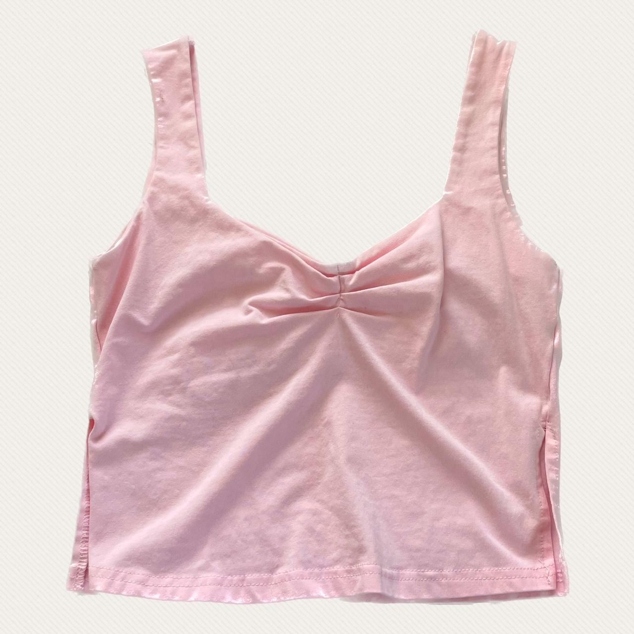 Baby Pink Tank Top Sweetheart neckline Side... Depop